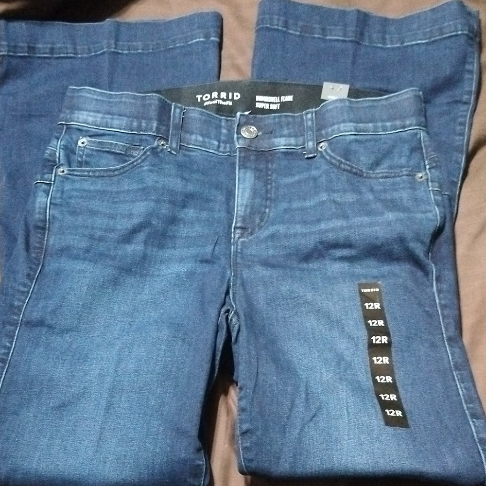 Torrid Women's Dark Blue Bombshell Flare Jeans Size 12